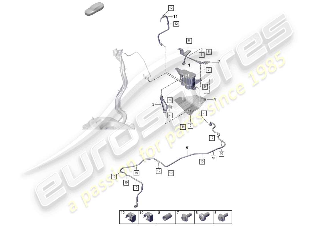 porsche 2026 (cayenne e3 pa) activated charcoal container part diagram