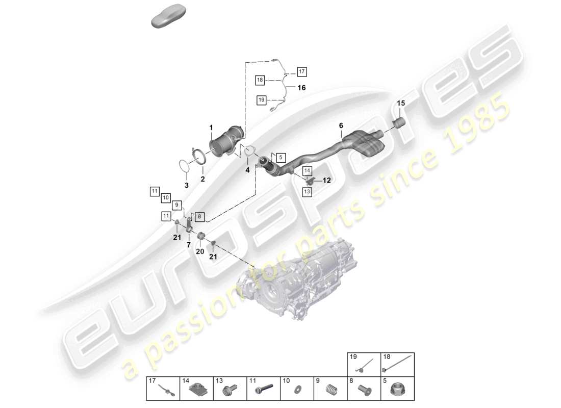 porsche 2026 (cayenne e3 pa) exhaust system exhaust pipe with catalyst lambda probe part diagram