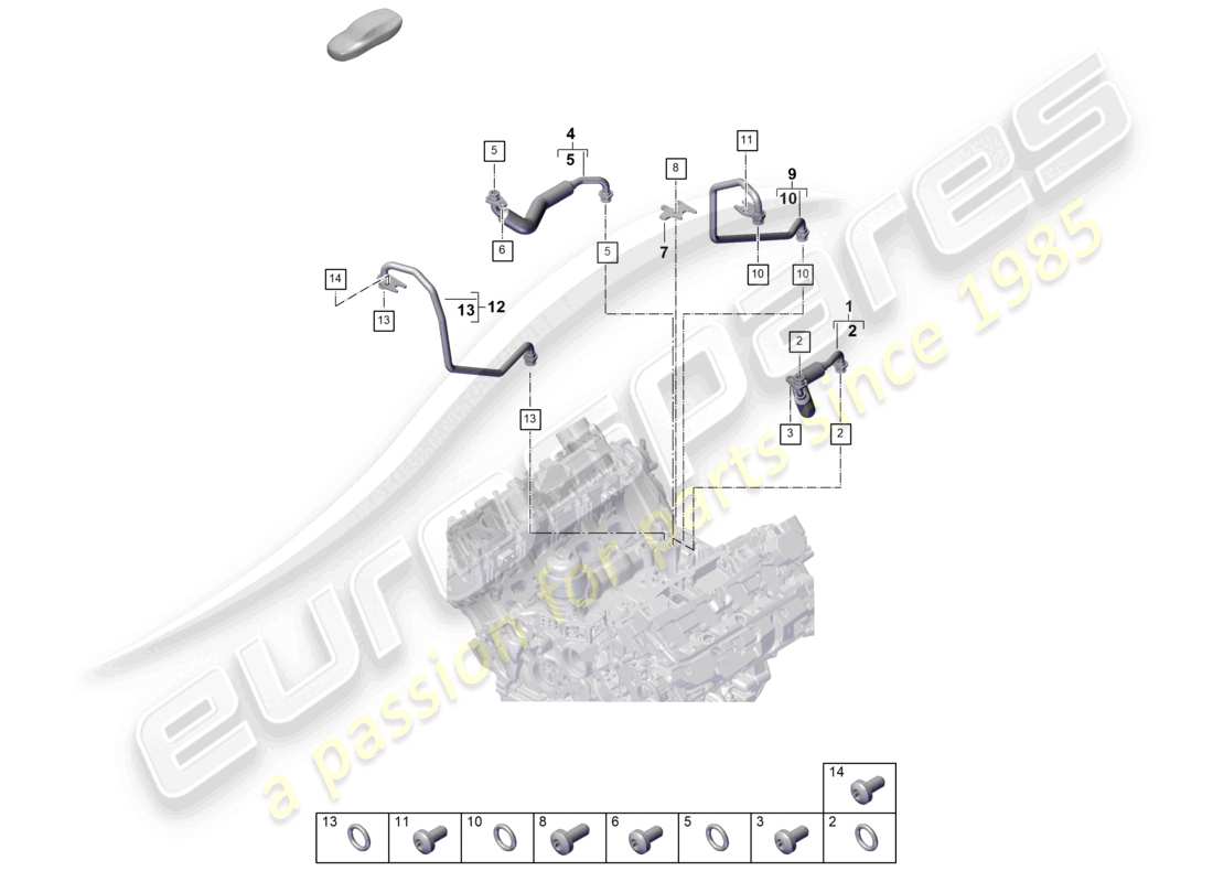 porsche 2026 (cayenne e3 pa) coolant cooling system for turbocharger part diagram