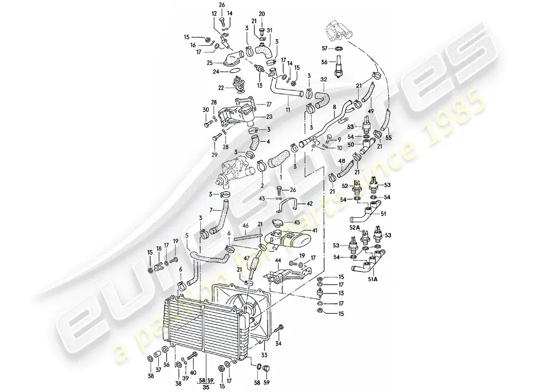 porsche 1982 (924) water cooling parts diagram