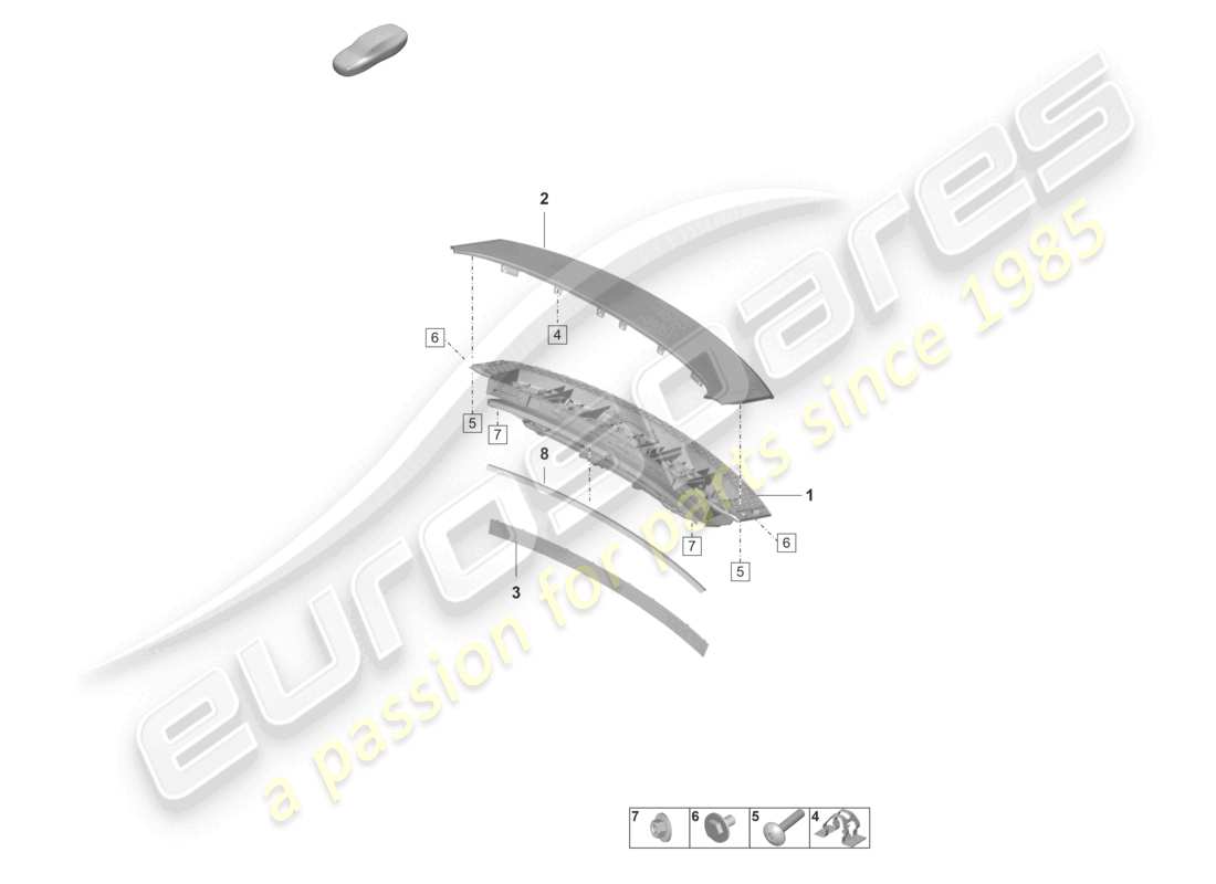 porsche 2022 (panamera 971-2) rear spoiler part diagram