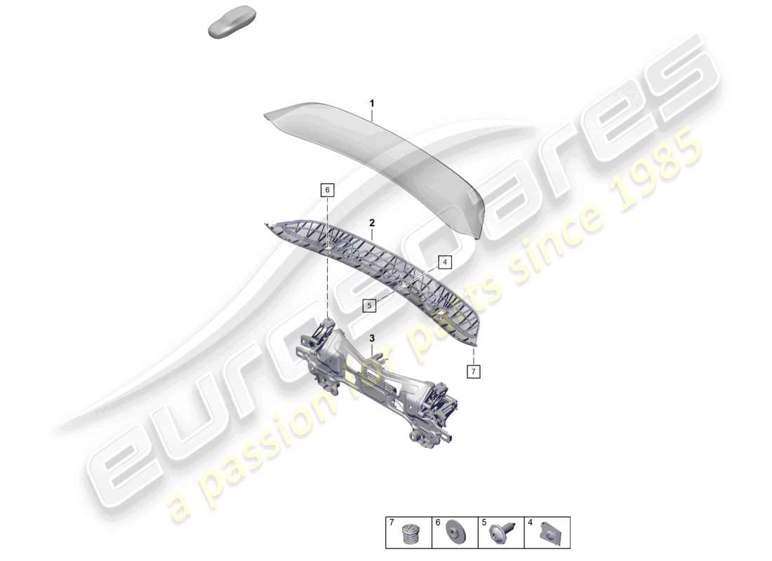 porsche 2021 (718 boxster spyder) rear spoiler part diagram