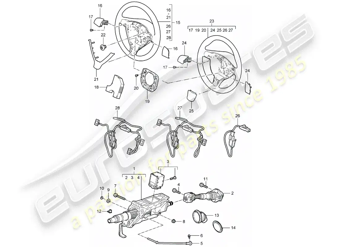 porsche 2007 (987 boxster) steering protective pipe part diagram