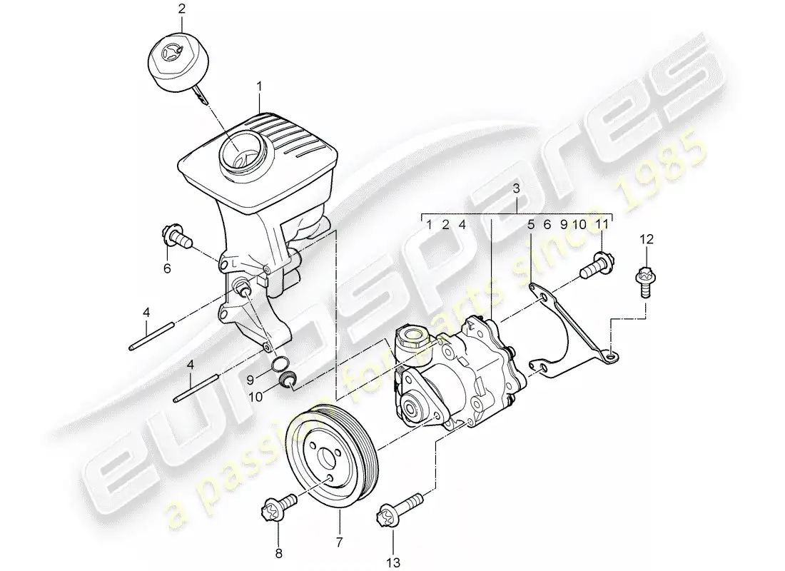porsche 2009 (987 boxster) power steering parts diagram