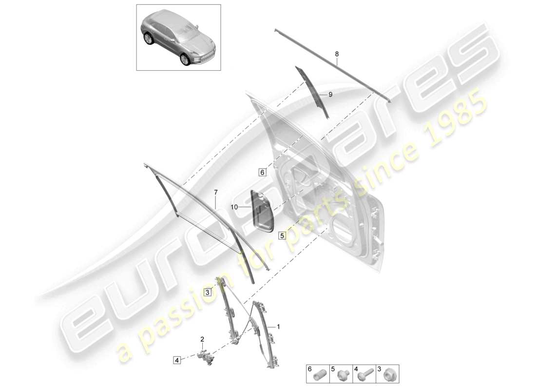 porsche 2026 (macan) window regulator front doors part diagram