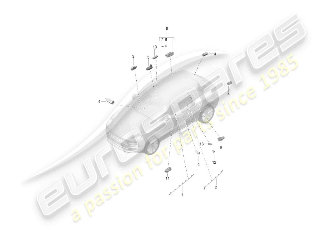 porsche 2024 (macan) interior light luggage compartment lamp door warning light footwell light part diagram