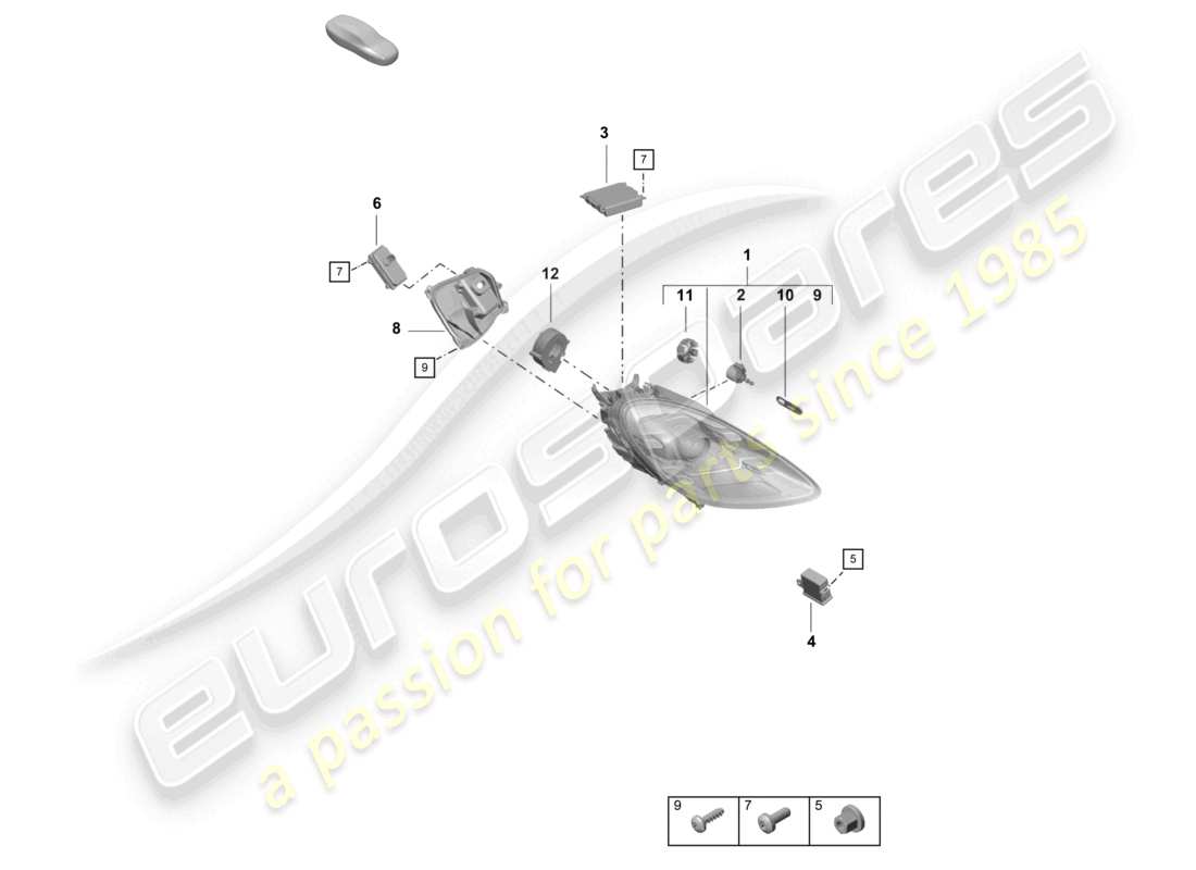 porsche 2023 (718 boxster spyder) headlights part diagram