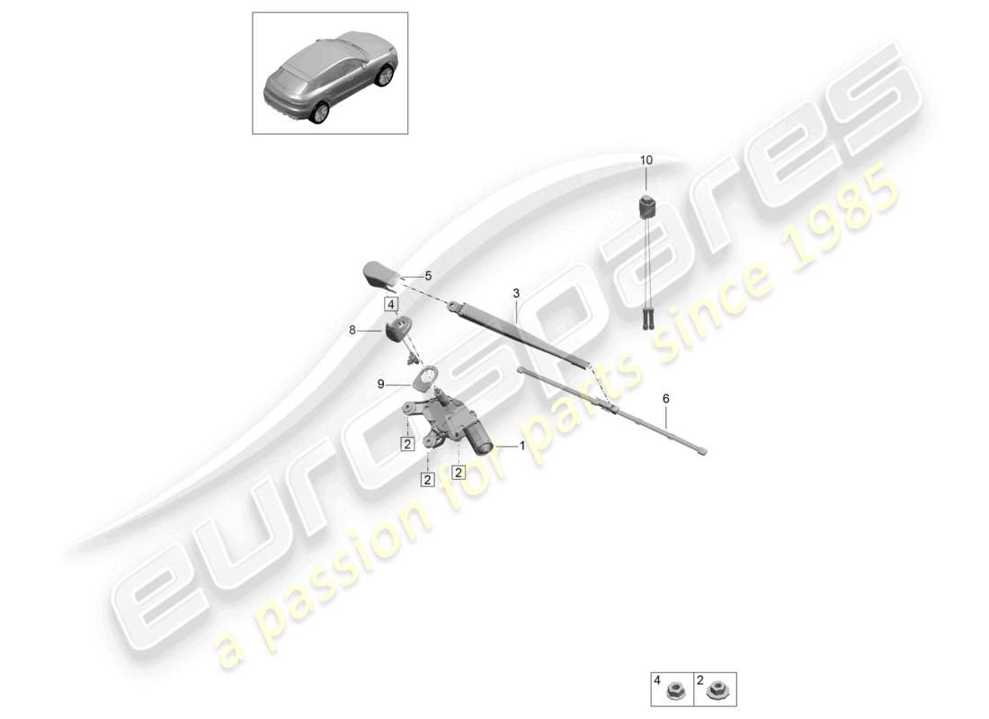 porsche 2021 (macan) rear window wiper parts diagram