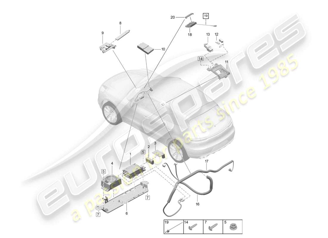 porsche 2021 (macan) for models with telephone and emergency call part diagram