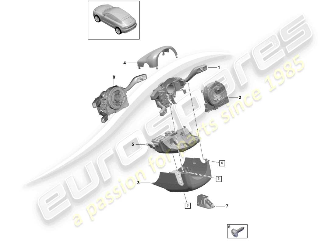porsche 2022 (macan) steering column switch part diagram