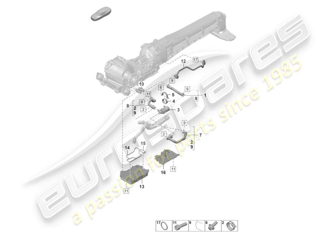 porsche 2023 (992-1 turbo / s) front axle differential cooling system for gear oil part diagram