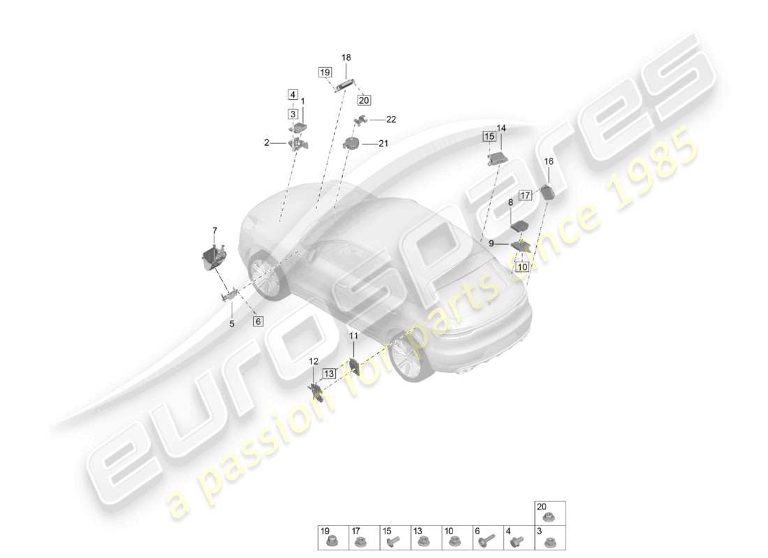 porsche 2025 (macan) control units front end part diagram