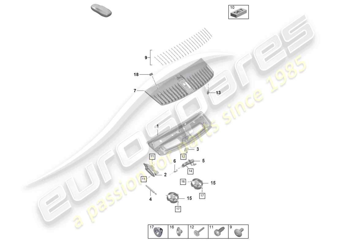 porsche 2022 (992-1 turbo / s) tailgate/boot lid part diagram