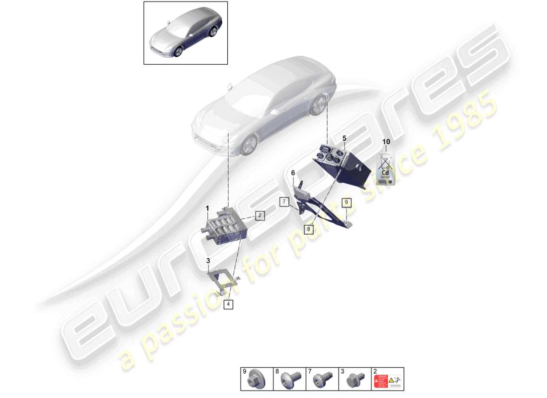 porsche 2021 (panamera 971-1) heater unit battery interior equipment charger battery part diagram