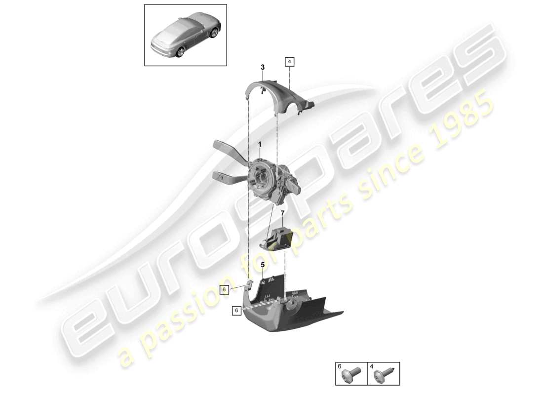 porsche 2021 (panamera 971-1) steering column switch part diagram