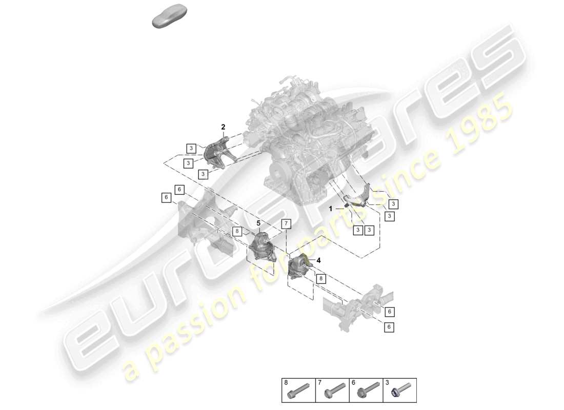 porsche 2025 (cayenne e3 pa) engine lifting tackle lower console for engine mounting engine mounting part diagram