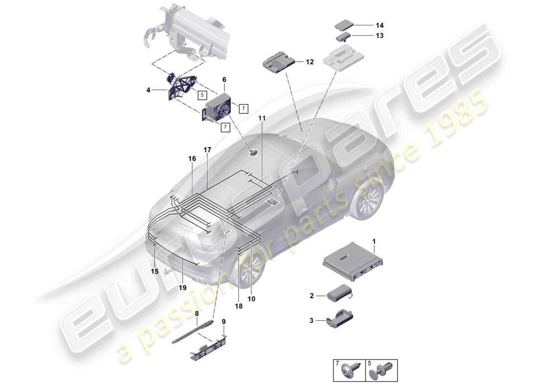 porsche 2023 (cayenne e3 pa) for models with telephone and emergency call part diagram