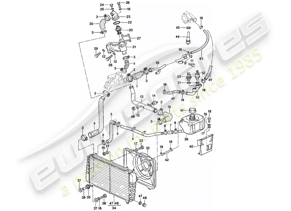 porsche 1982 (924) water cooling parts diagram