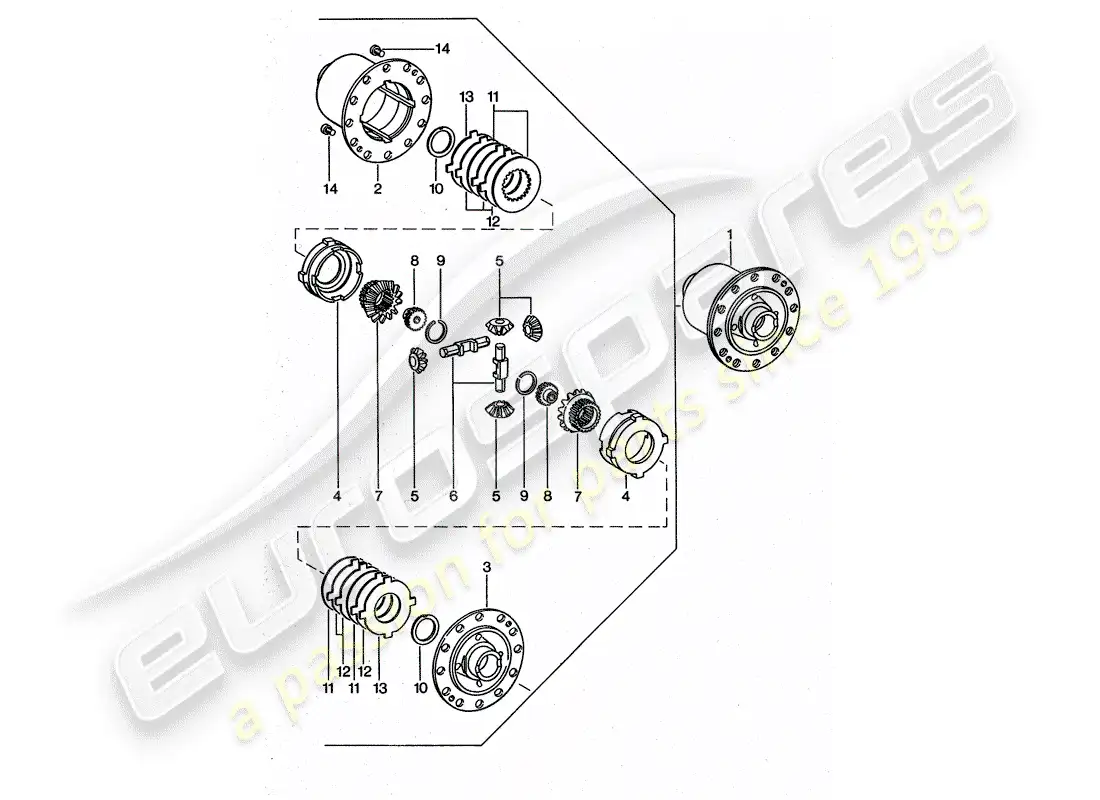 porsche 1976 (911 turbo) limited slip differential parts diagram