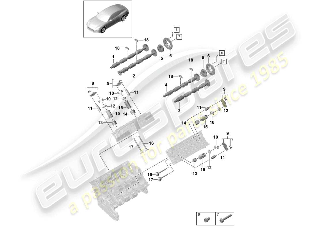 porsche 2021 (panamera 971-1) camshaft, valves parts diagram