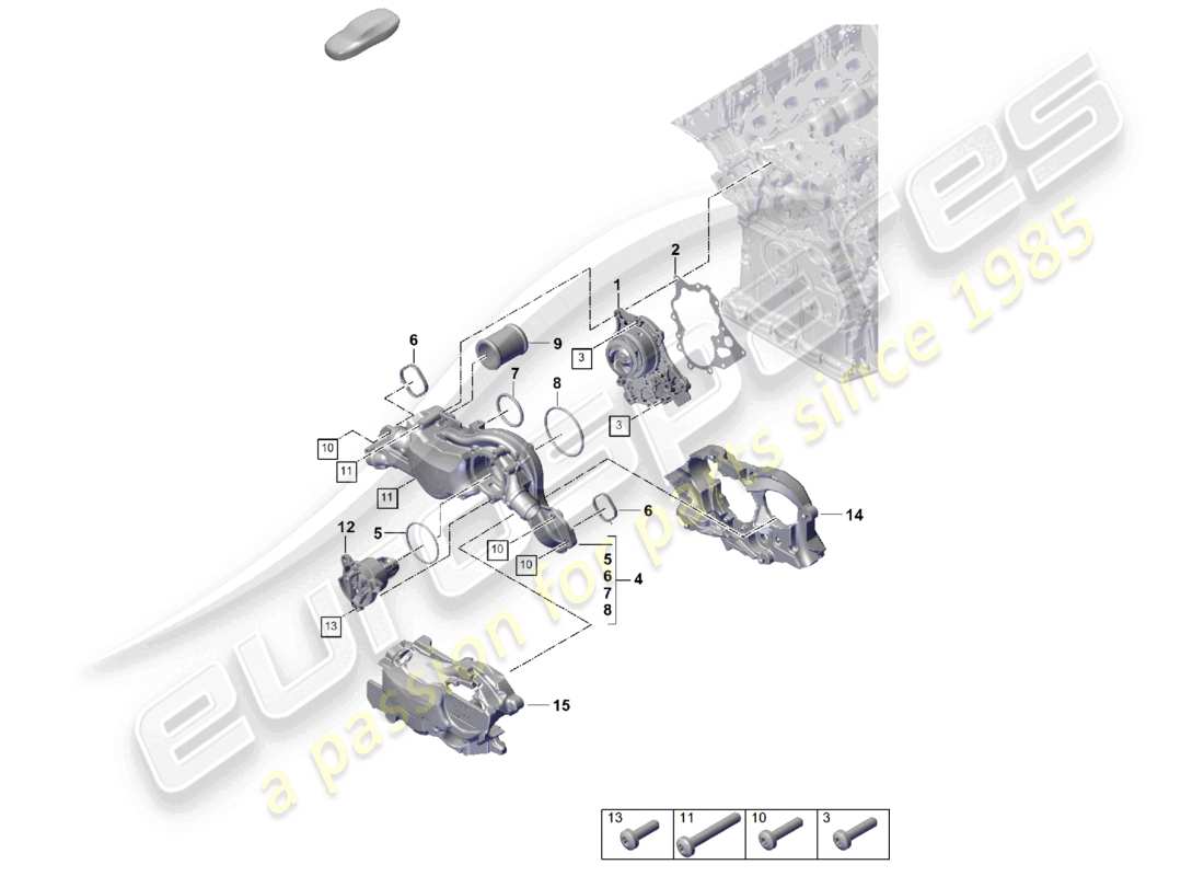 porsche 2025 (cayenne e3 pa) coolant pump thermostat housing part diagram