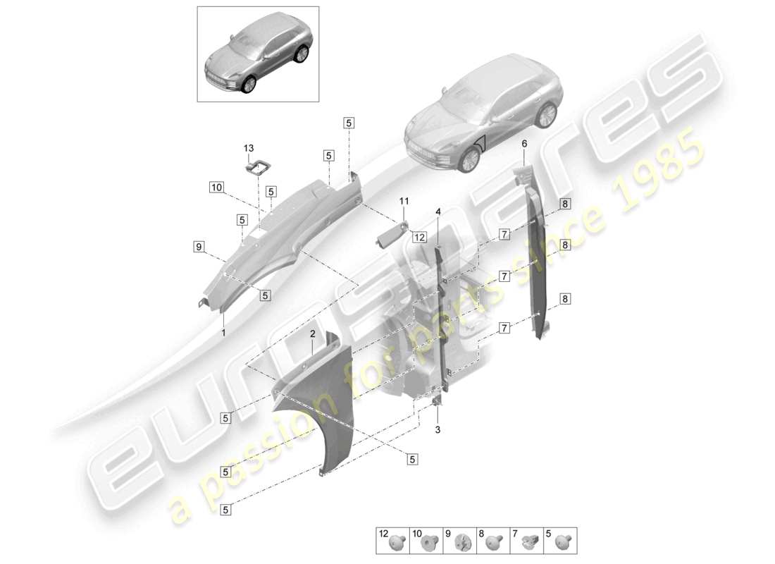porsche 2021 (macan) wing front parts diagram