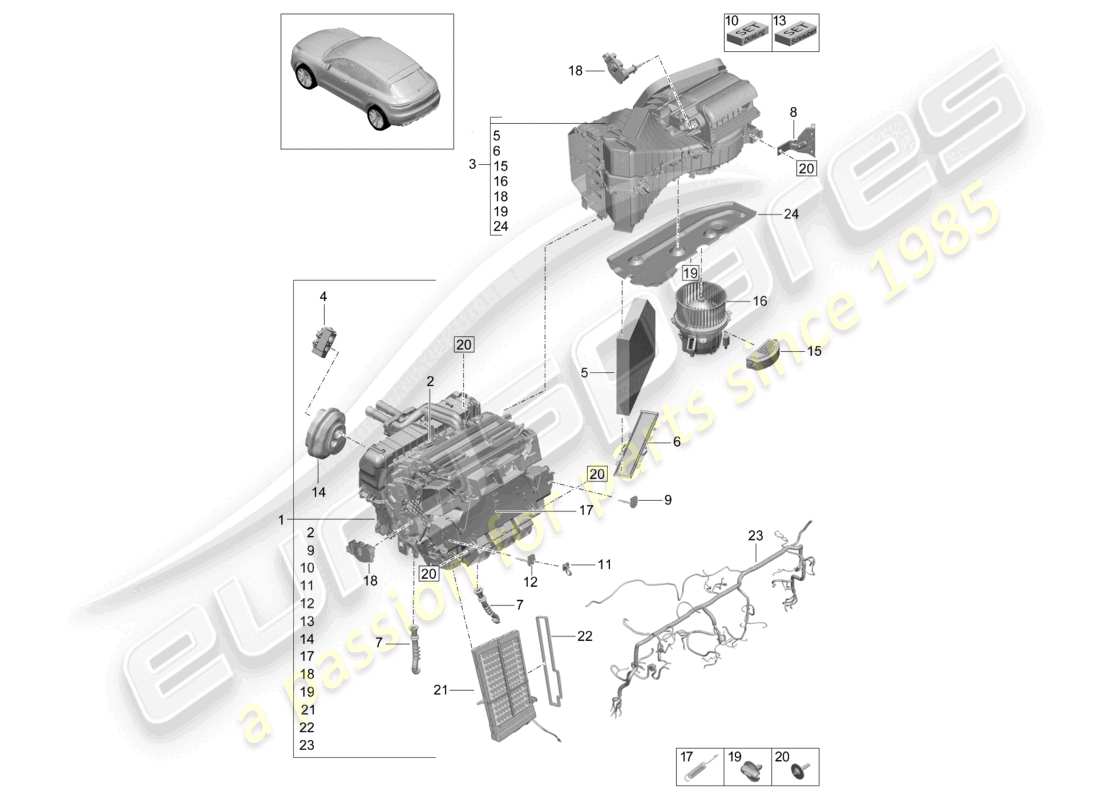 porsche 2021 (macan) air conditioning r1234yf parts diagram