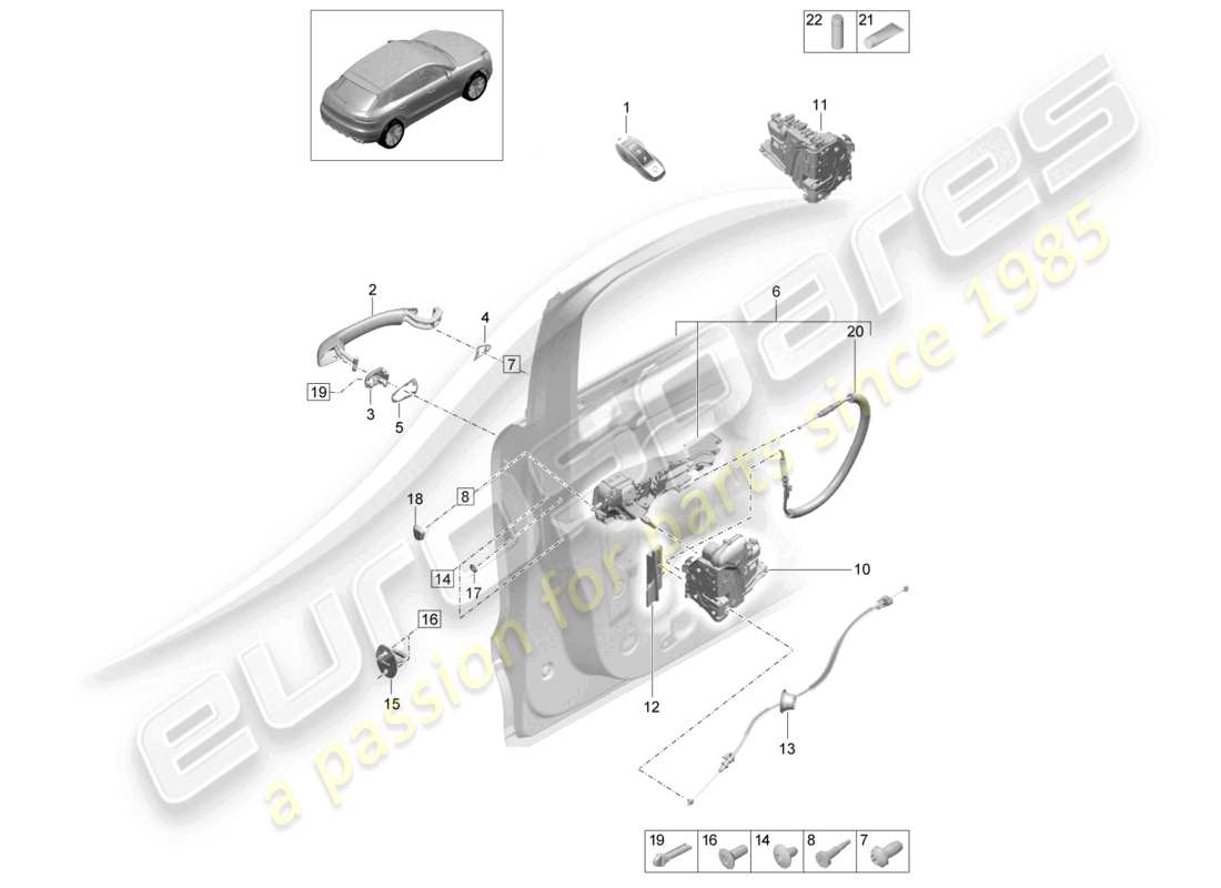 porsche 2021 (macan) door handles front door lock parts diagram
