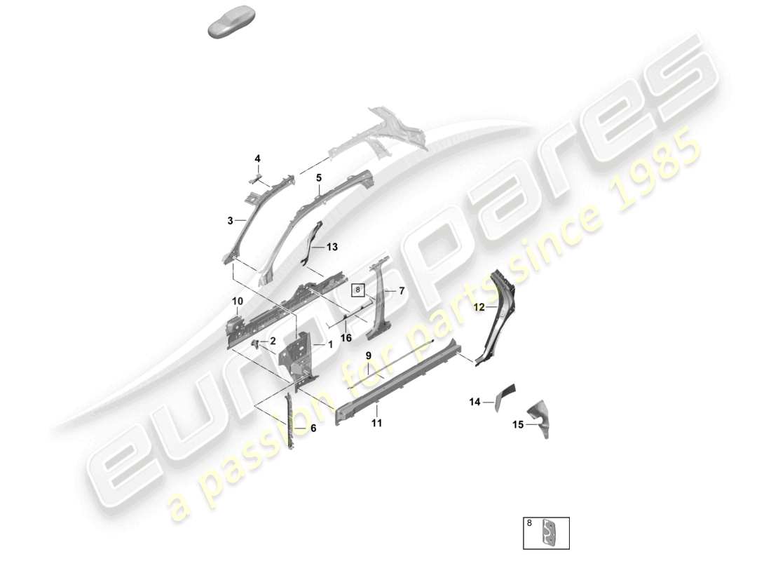 porsche 2023 (cayenne e3 pa) side part front, inner part diagram