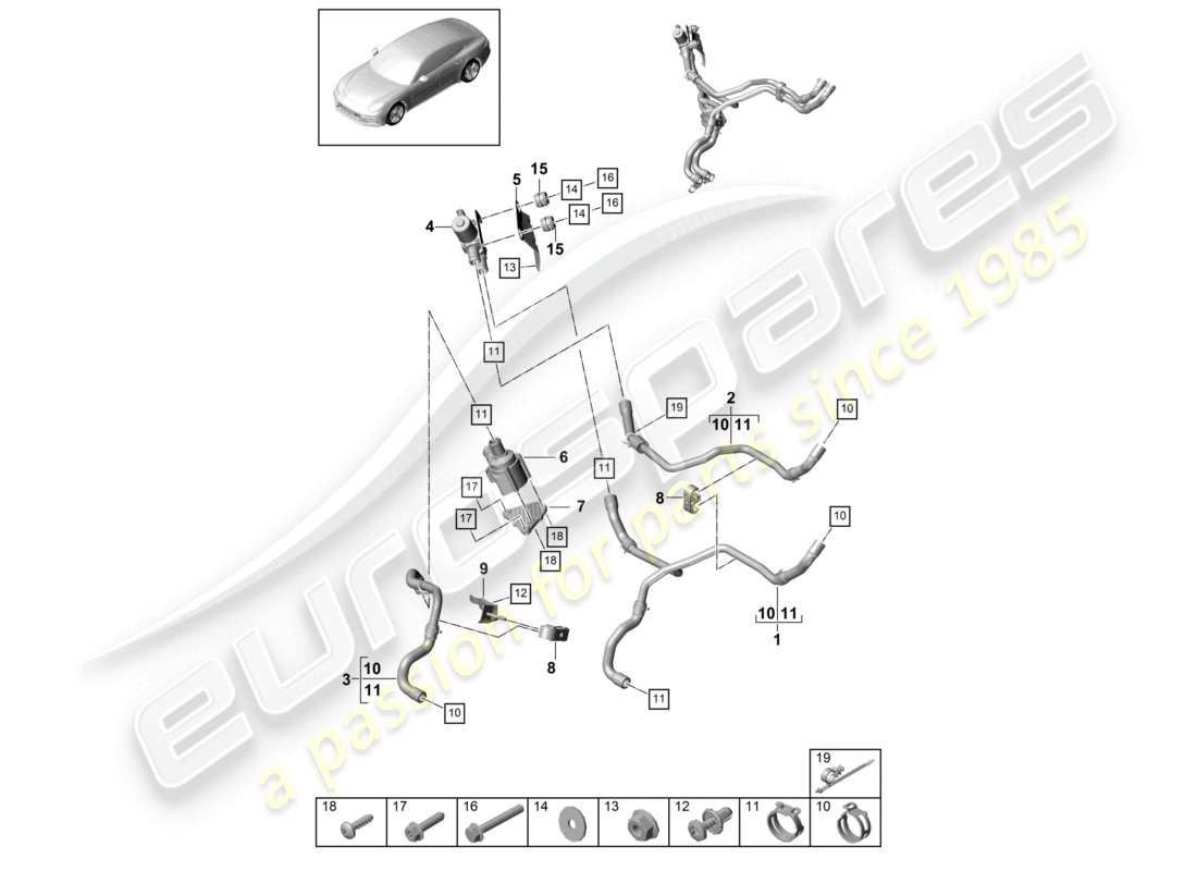 porsche 2021 (panamera 971-1) heater diesel with: auxiliary heater part diagram