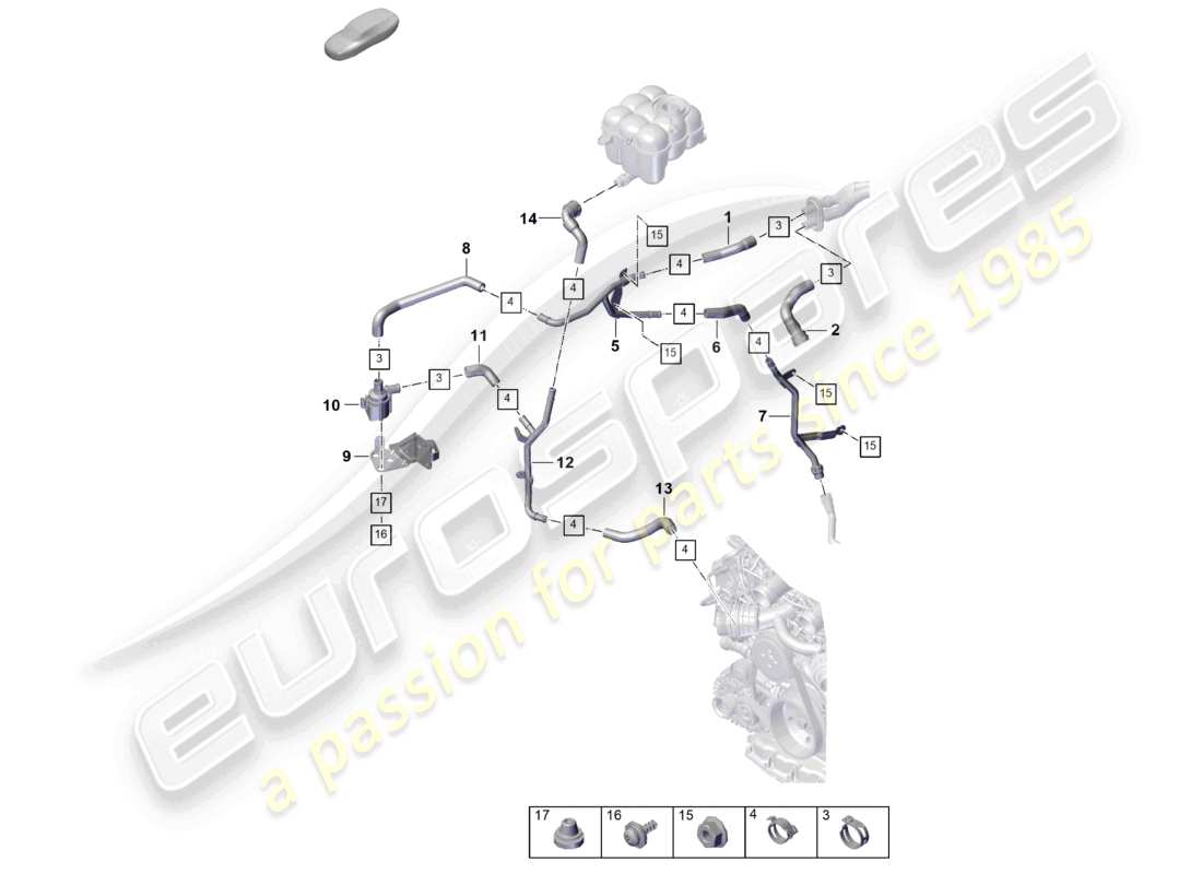 porsche 2026 (cayenne e3 pa) heater for models without auxiliary heater part diagram