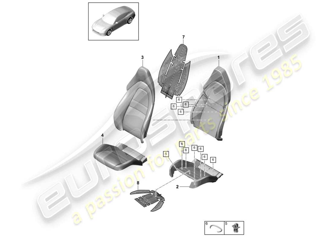 porsche 2021 (panamera 971-1) seat for comfort seat parts diagram