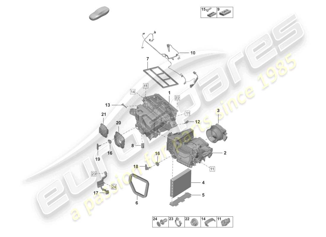 porsche 2024 (992-2 gt3/rs/st) air conditioning part diagram