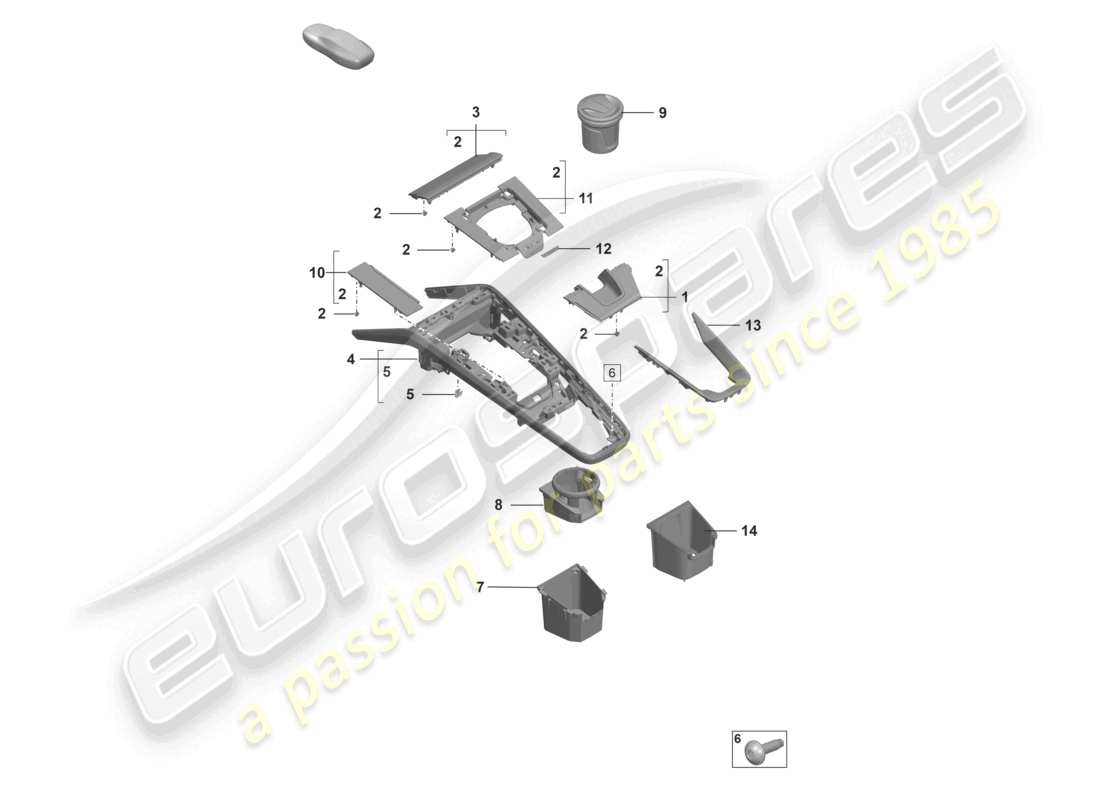 porsche 2022 (992-1 gt3/rs/st) centre console accessories part diagram