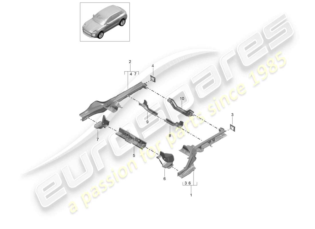 porsche 2025 (macan) frame rear side member part diagram