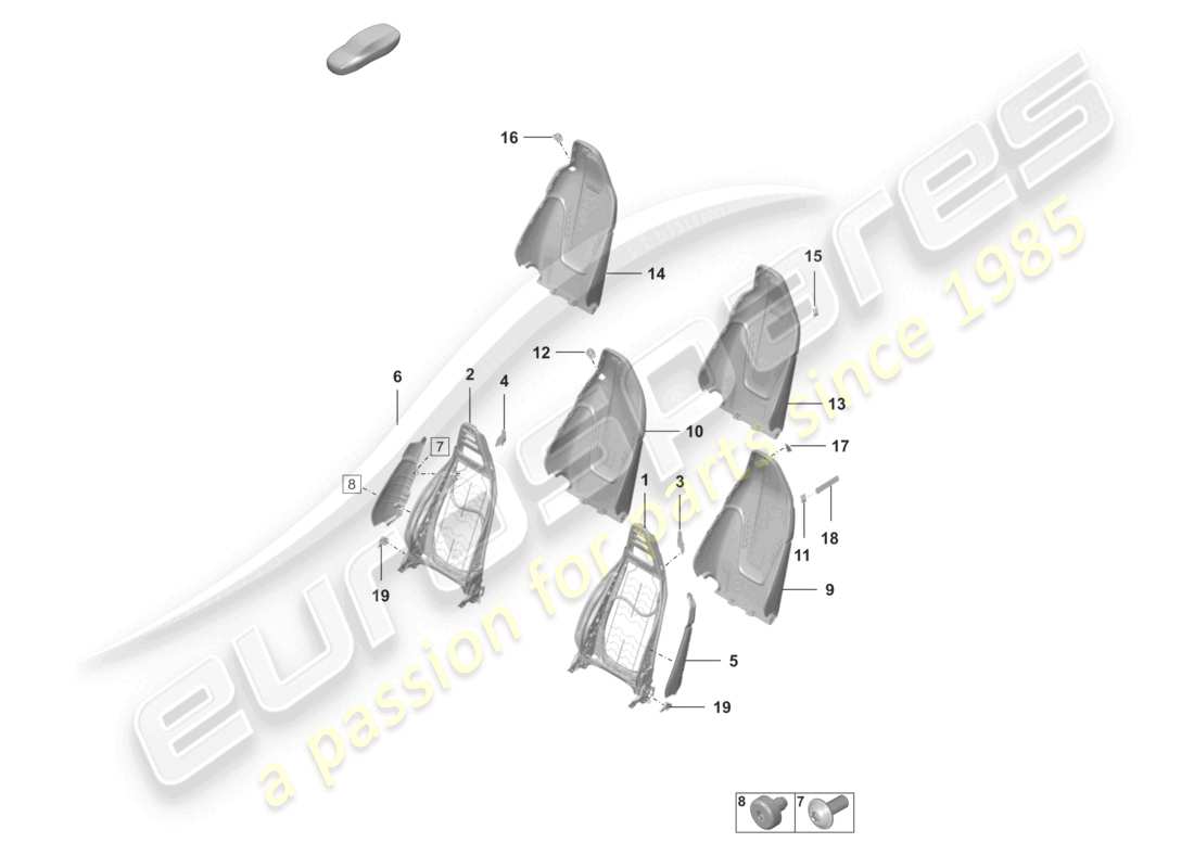 porsche 2024 (992-2 gt3/rs/st) backrest frame part diagram