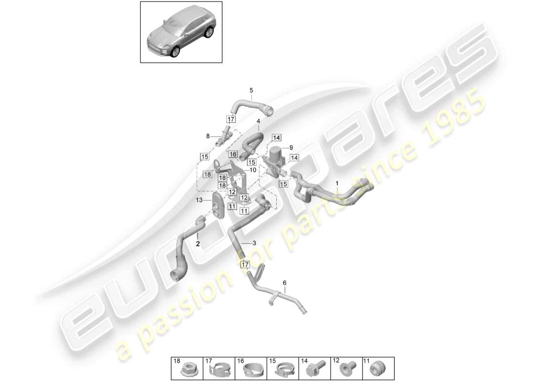 porsche 2026 (macan) heater r4 tfsi; 2,0l water box for models with supplementary heater d >>- mj 2019 part diagram
