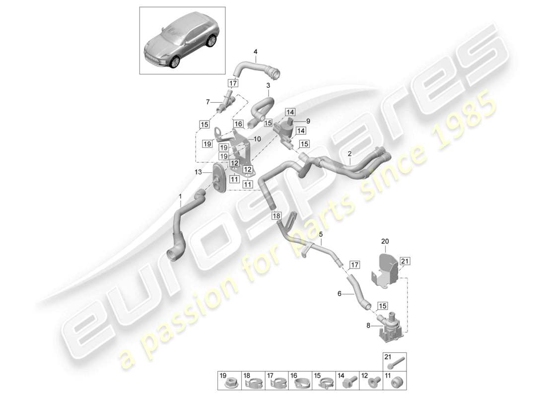 porsche 2026 (macan) heater r4 tfsi; 2,0l water box part diagram