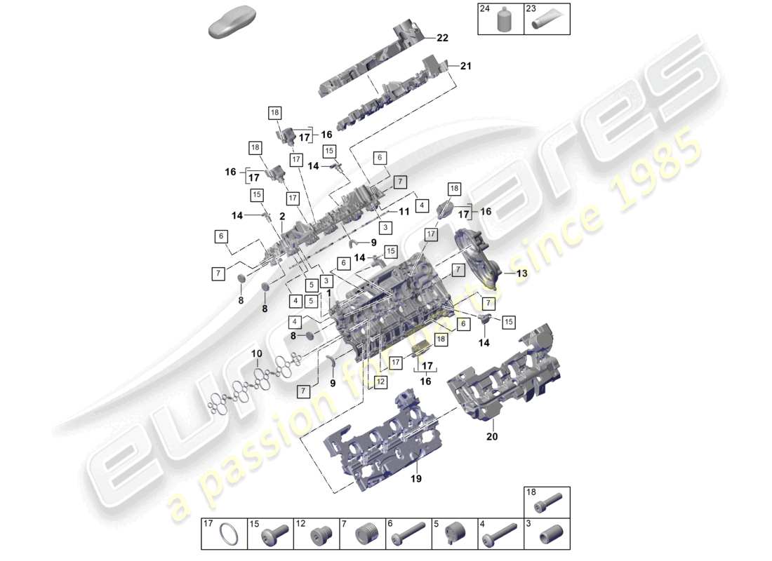 porsche 2025 (cayenne e3 pa) cylinder head cover sound absorber accessories part diagram