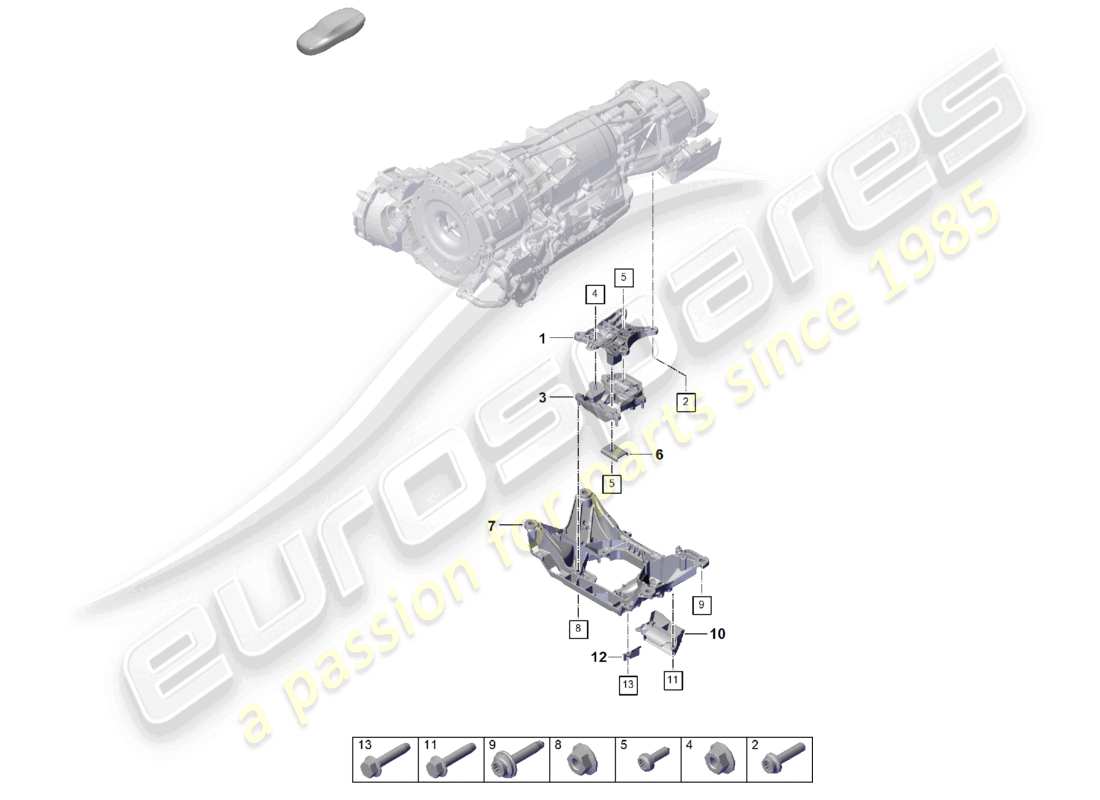 porsche 2026 (cayenne e3 pa) gearbox mounting transmission carrier part diagram