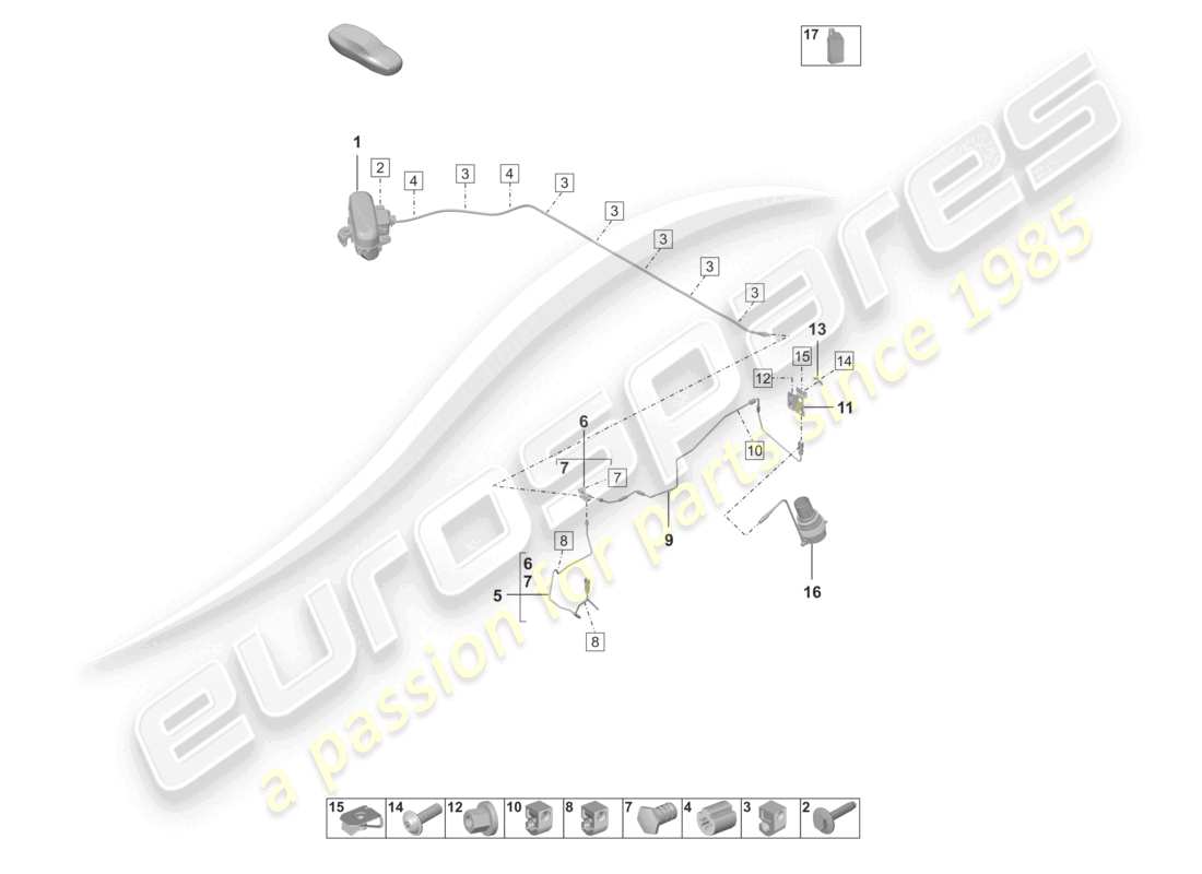 porsche 2021 (992-1 turbo / s) adaptive suspension hydraulic line part diagram
