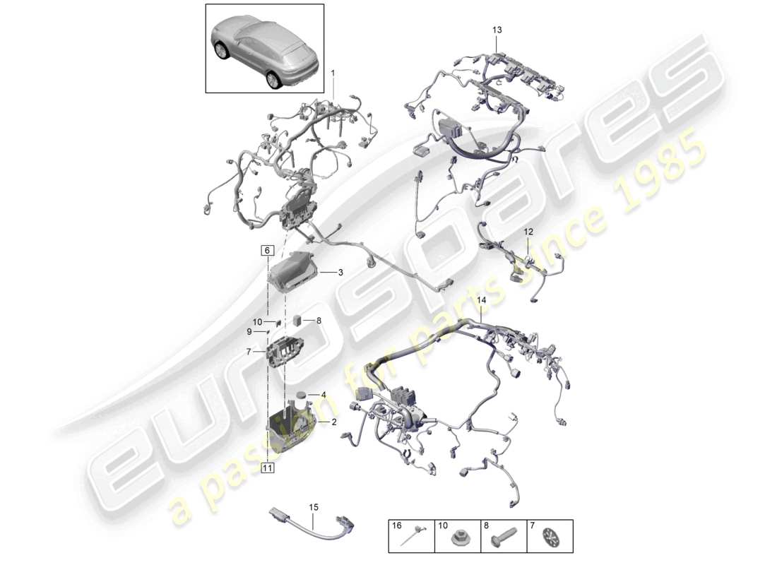 porsche 2021 (macan) wire set engine parts diagram