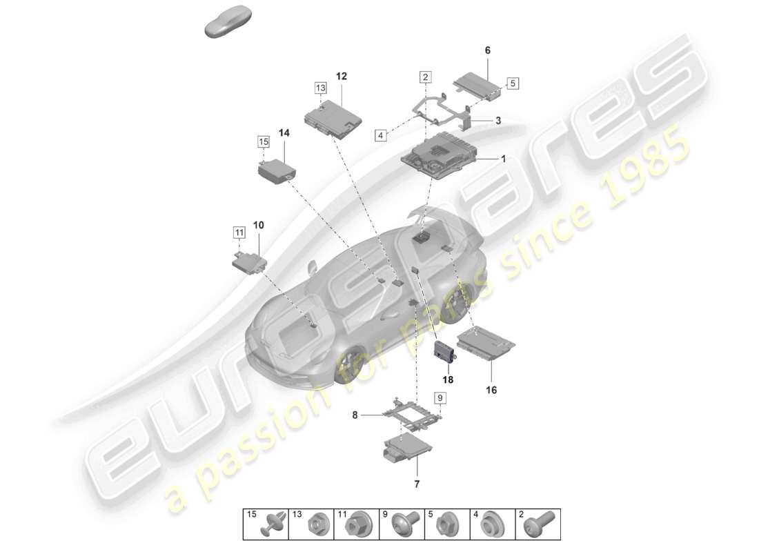 porsche 2023 (992-1 gt3/rs/st) control units part diagram
