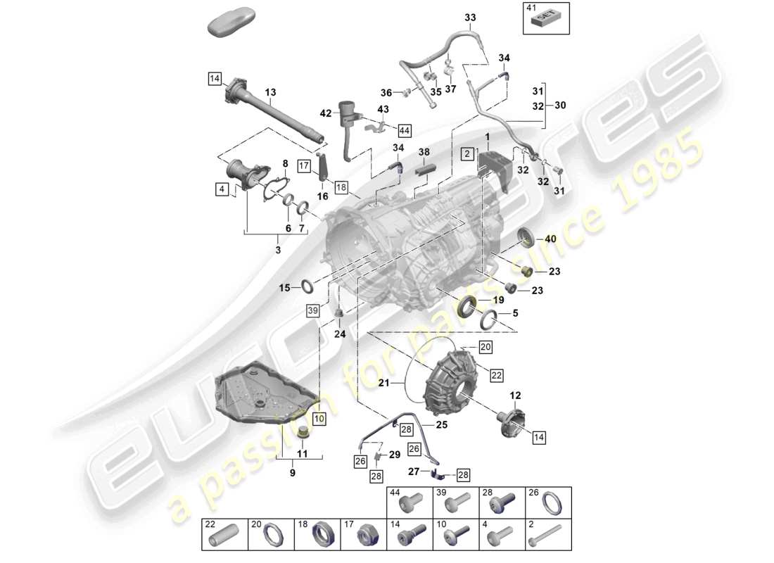 porsche 2026 (992-2 gt3) 7-speed dual clutch gearbox - pdk - individual parts part diagram