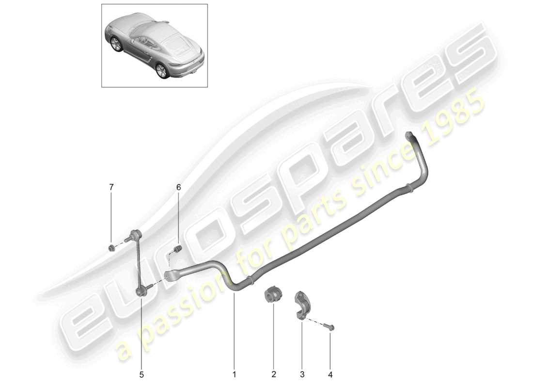 porsche 2025 (718 cayman) anti-roll bar part diagram