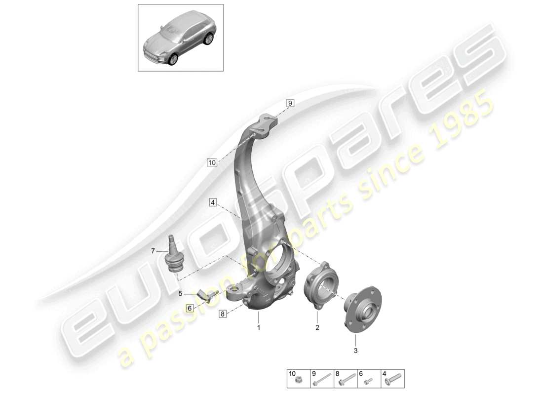 porsche 2021 (macan) swivel mounting wheel hub parts diagram