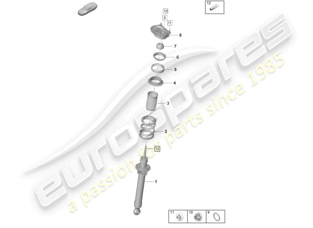 porsche 2024 (992-2 gt3/rs/st) suspension shock absorbers part diagram