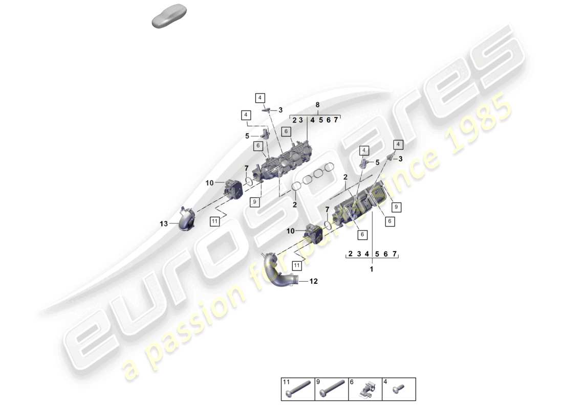 porsche 2023 (cayenne e3 pa) intake manifold throttle valve adapter part diagram