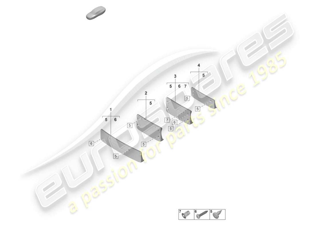 porsche 2022 (992-1 gt3/rs/st) licence plate holder part diagram