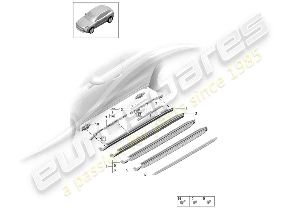 porsche 2021 (macan) side member trim accessories sill parts diagram